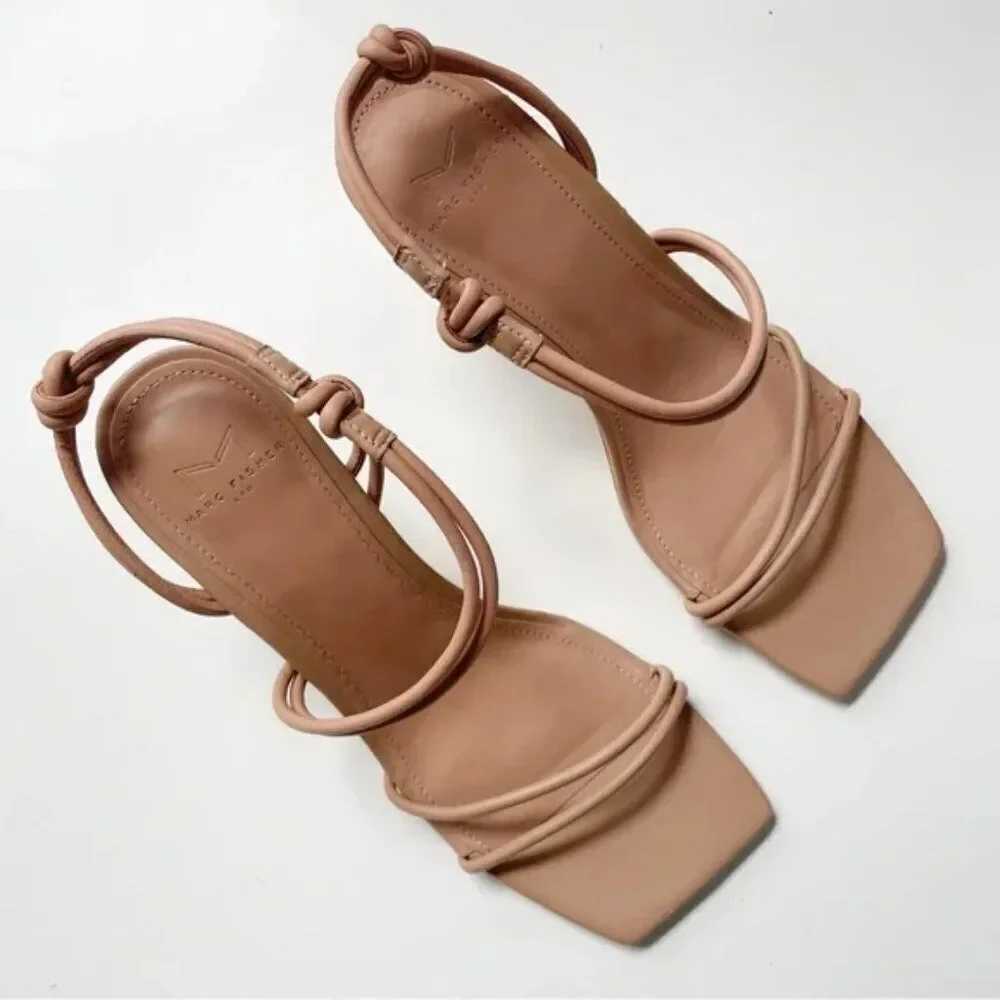 Marc Fisher Davia Strappy Tan Heeled Sandal Sz 6